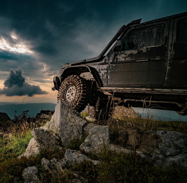 water splash in offroad racing off road jeep expedition to the villages on mountain road