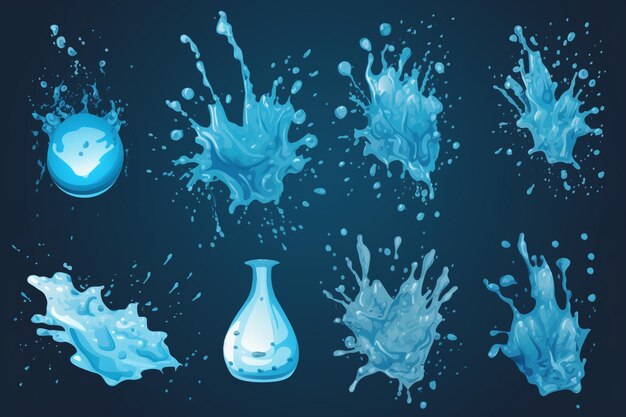 Photo water splash vector illustrations set