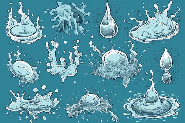 Photo water splash vector illustrations set