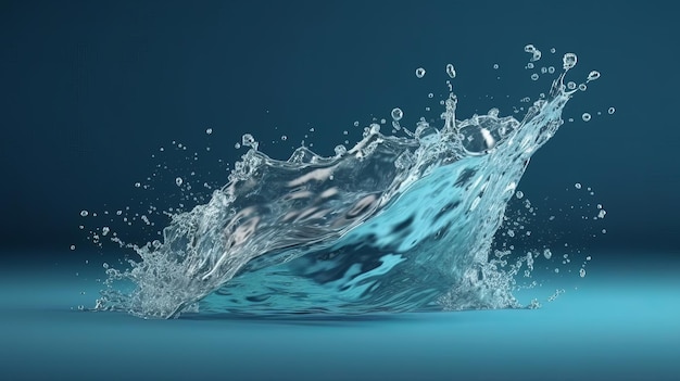 A water splash on a vibrant blue background Generative ai