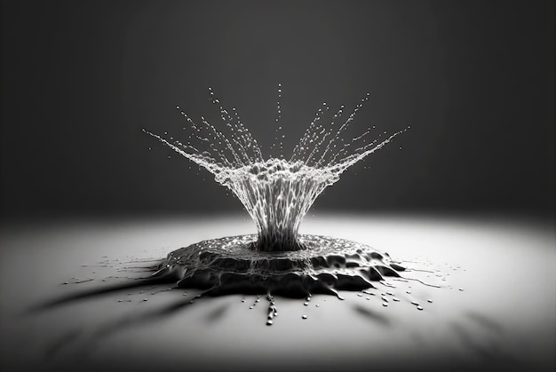 Water splash with beautiful drops flying away Liquid motion background Generated AI