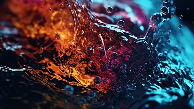 Photo water splash with bubbles abstract background