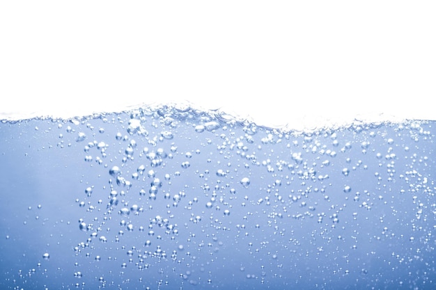 Water splash with bubbles of air isolated on the white background