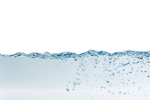 Water splash with bubbles of air, isolated on the white background