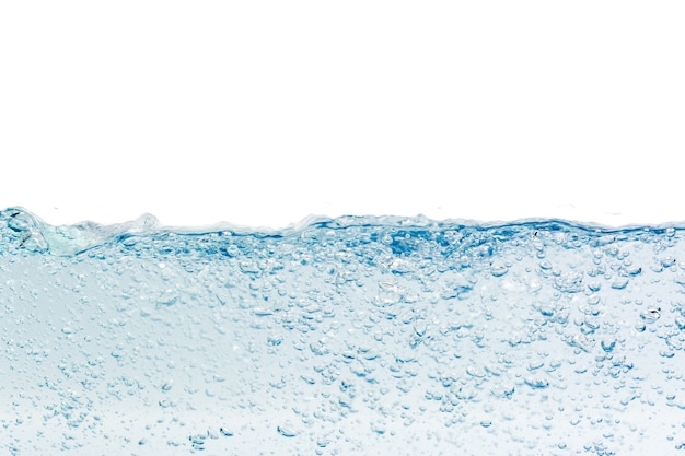 Water splash with bubbles of air, isolated on the white background