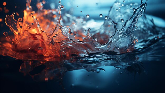 water splash with bubbles and water droplets