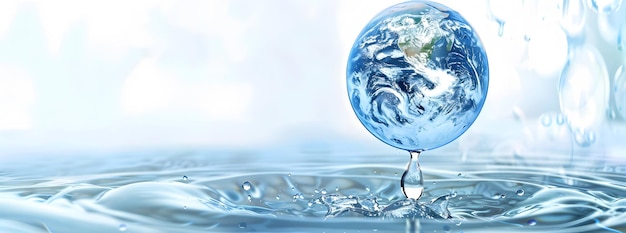 Photo water splash with earth globe 3d rendering 3d illustration