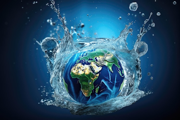 water splash with earth hd background