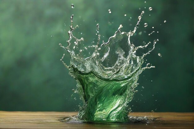 water splash with a green background