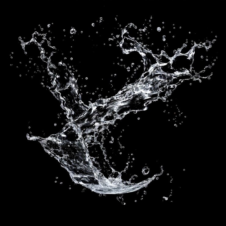 Photo water splashes in the air isolated on black background