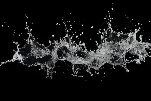 Water splashes on a black backdrop