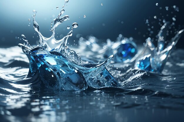 water splashes with copy space blue