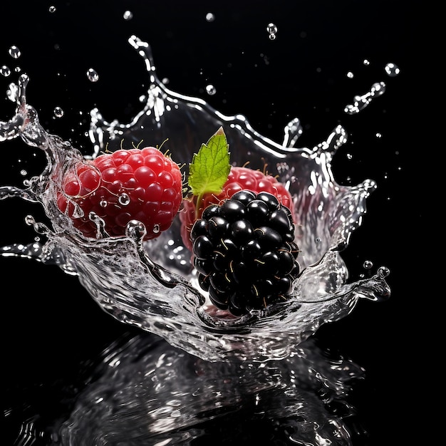 Water splashing on Blackberry Fresh Blackberry