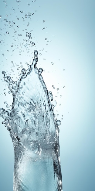 Water splashing in a blue glass