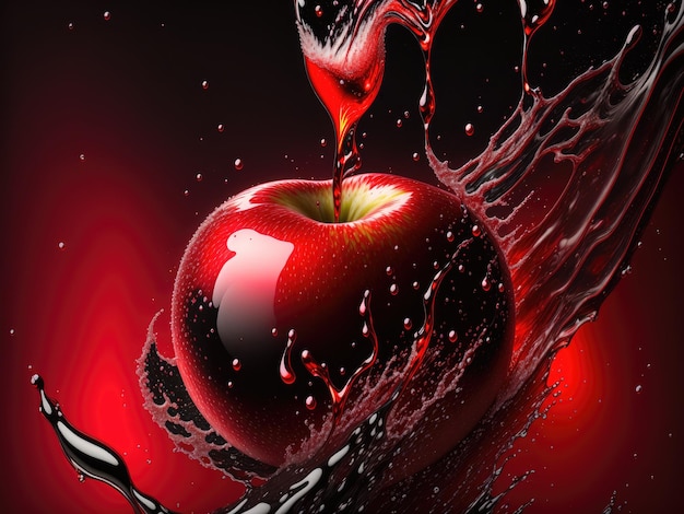 Water splashing on fresh red apple background