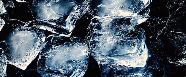 Water splashing and ice cube Ice splashing into a glass of water Underwater pouring ice cubes falling into clear watering background Refreshing chill drinking Ices in a glass with blue background