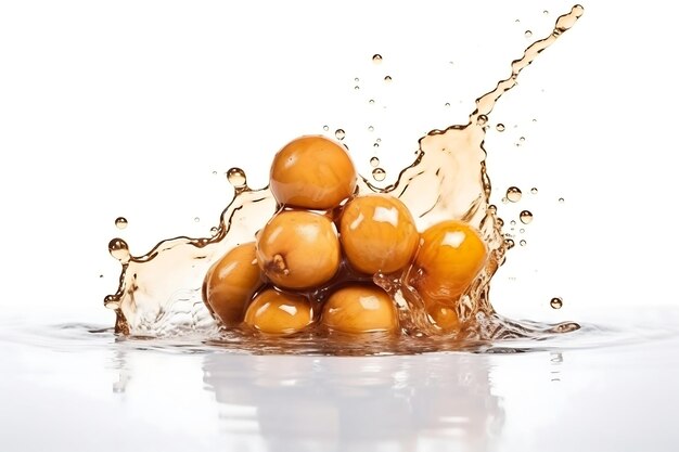 Water splashing on Longan Fresh Longan