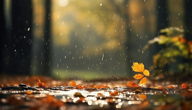 Photo water splashing rain autumn trees