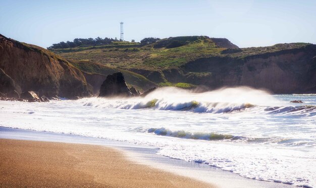 Water splashing in sea