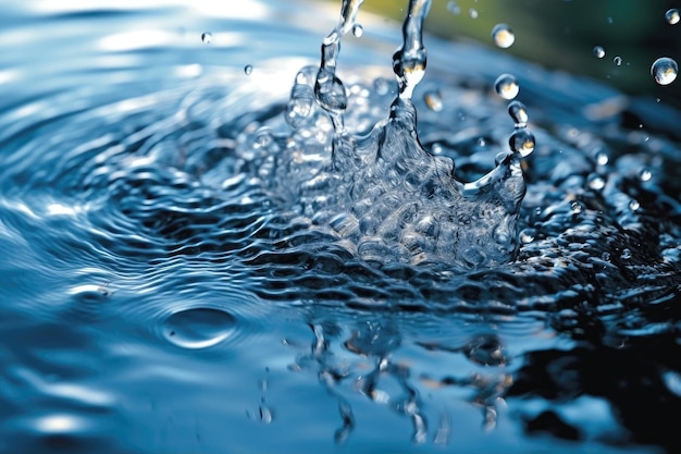 Water splashing water into a puddle