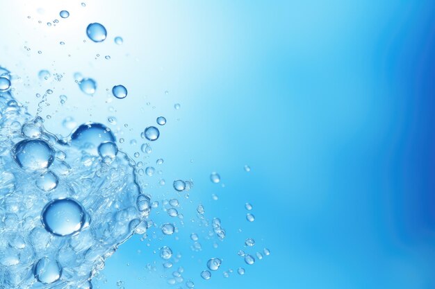 water splashing with bubbles and blue white light blue