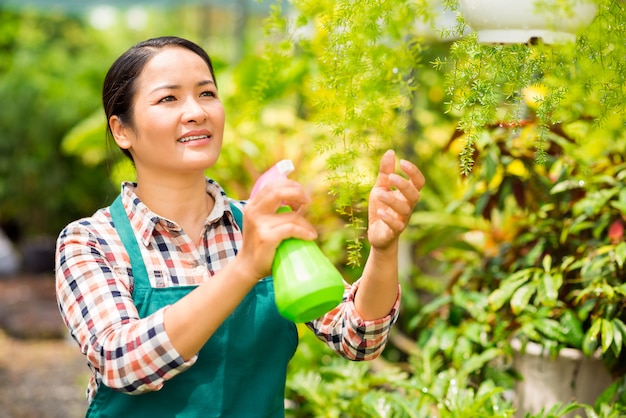 Water sproeien op planten