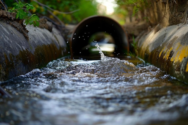 Water Stream Flowing Through Pipe