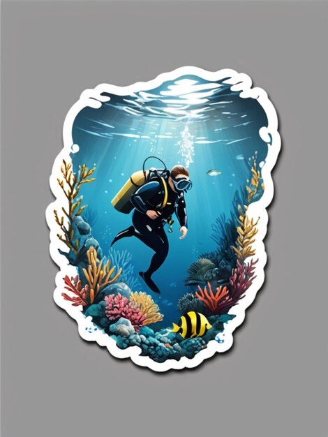 Photo under water summing tshirt design sticker