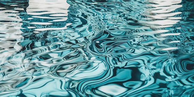 A water surface with a blue and silver pattern.