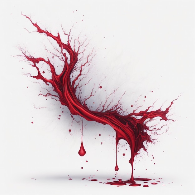 Water and swirling smoke on a white background and blood