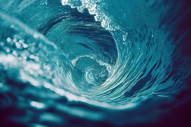 The water swirls into a whirlpool 3D rendering