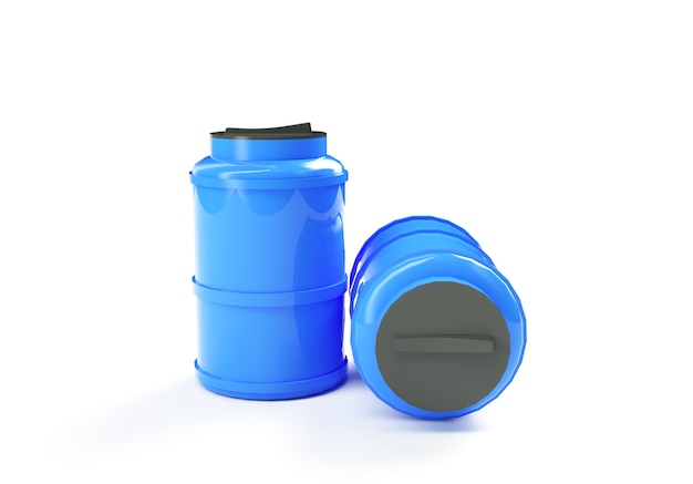 Water tank. Capacities for various liquids, 3d illustration