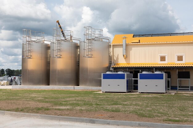 Water tanks on a modern farm