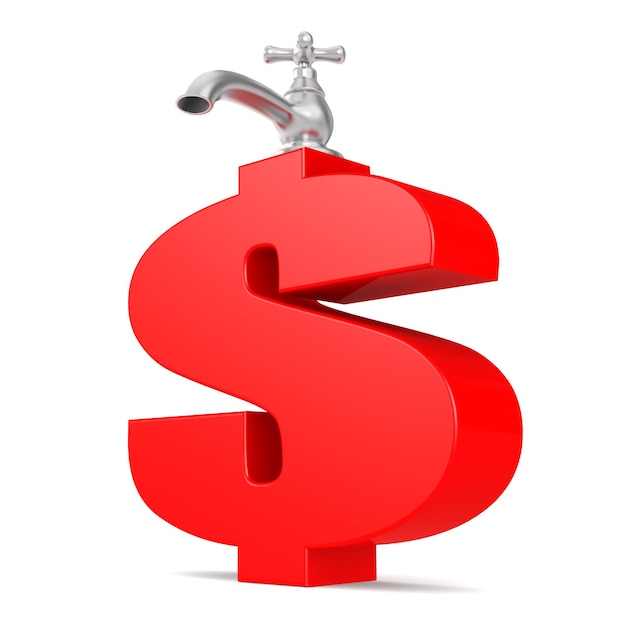 Photo water tap with red dollar sign