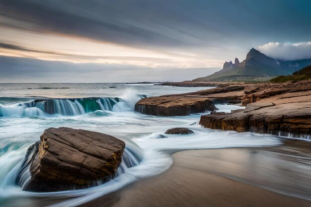 The water in this photo is a waterfall that is about to be released