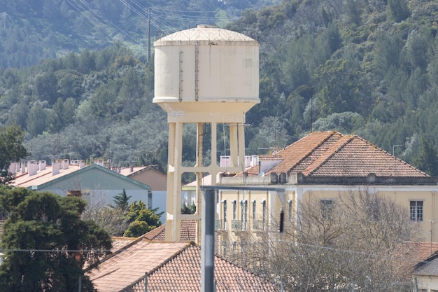 A water tower in a european town