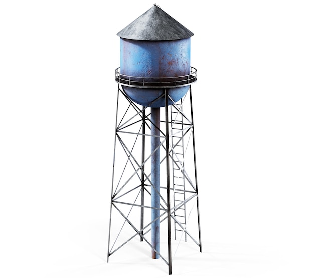 Water tower Industrial construction 3d render