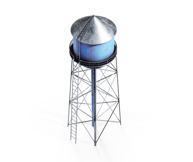 Water tower Industrial construction 3d render