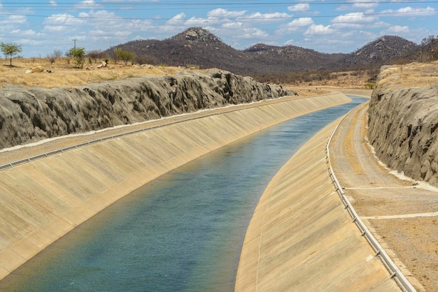 Photo water transposition channel of the sao francisco river in sertania state of pernambuco brazil