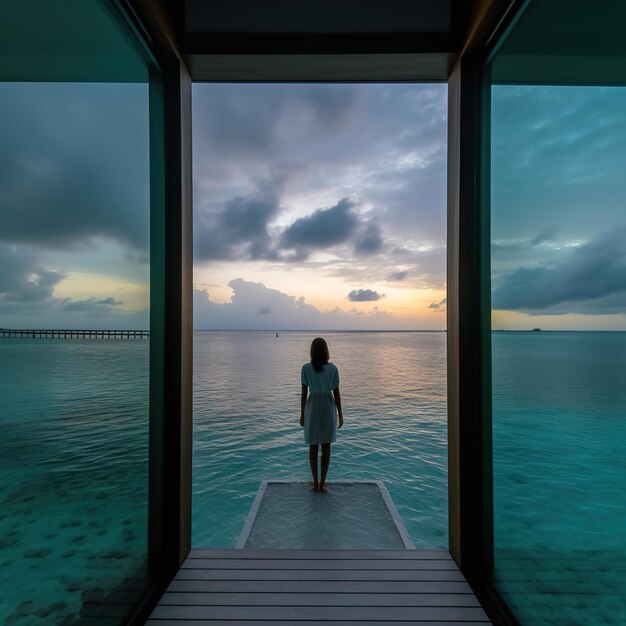 Foto villa sull'acqua sull'acqua alle maldive