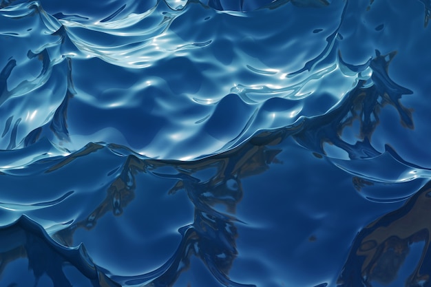 Water wall 3d render. Deep blue with waves. High quality 3d illustration