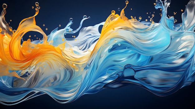 water wave element splashing blue and yellow