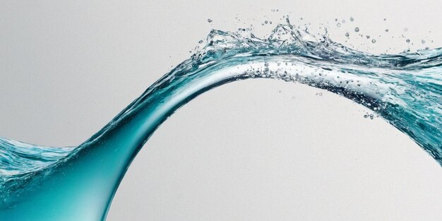Фото Водная волна с воздушными пузырьками на белом фоне