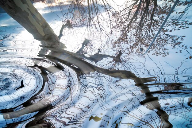 Water and waves.Detail of reflections on the water with waves