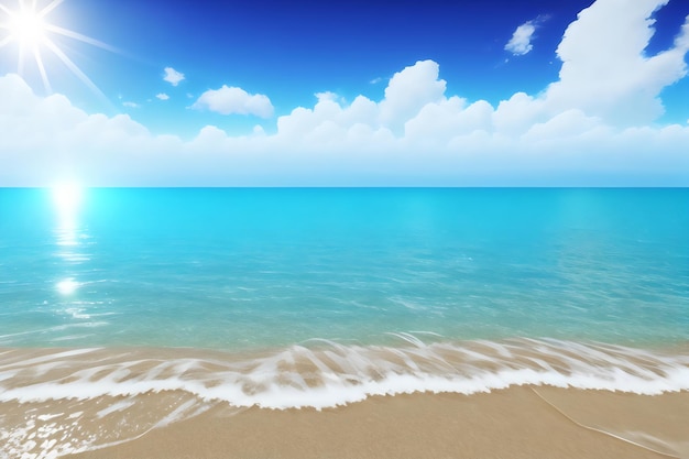 water waves surface hits the sunlight water background 3d rendering