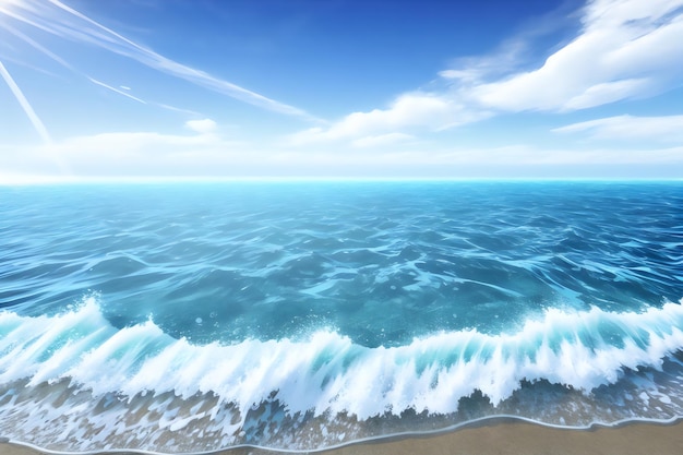 water waves surface hits the sunlight water background 3d rendering