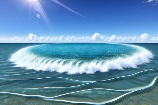 water waves surface hits the sunlight water background 3d rendering