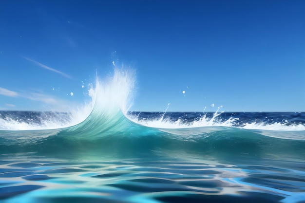 water waves surface hits the sunlight water background 3d rendering