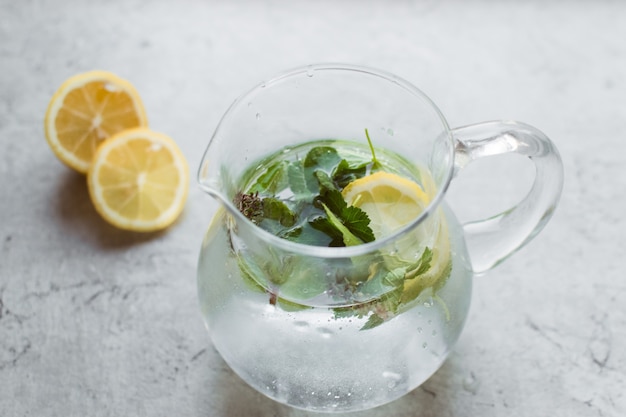 water with lemon and mint