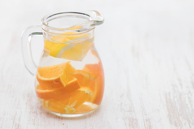 Water with lemon and orange